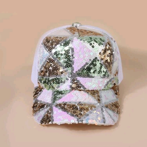 🔹️WHITE  Glitter🔹️ mesh trucker baseball cap ✨️🤎 - Picture 5 of 5